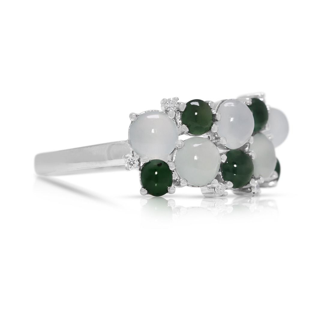 Contemporary Platinum Multi-Gemstone and 0.03ct Diamond Statement Ring