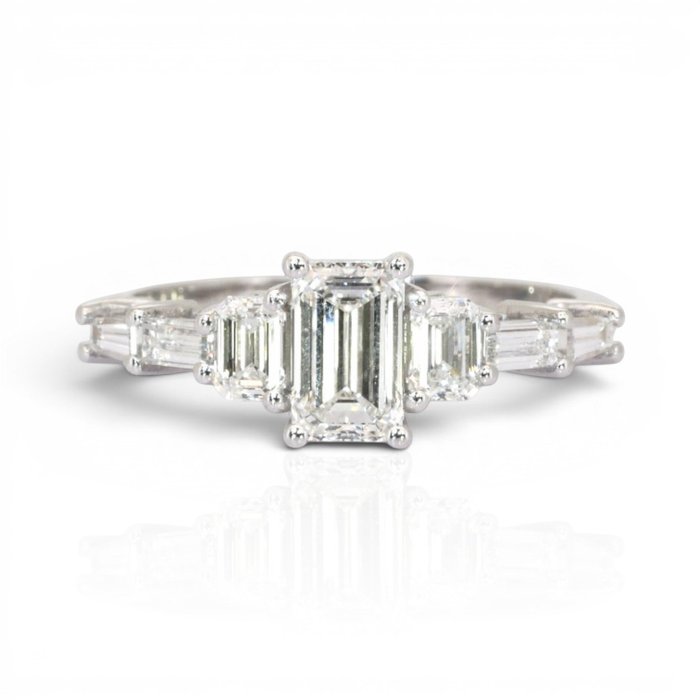 1.56 Carats GIA And IGI Certified Natural Diamond 18K White Gold Ring