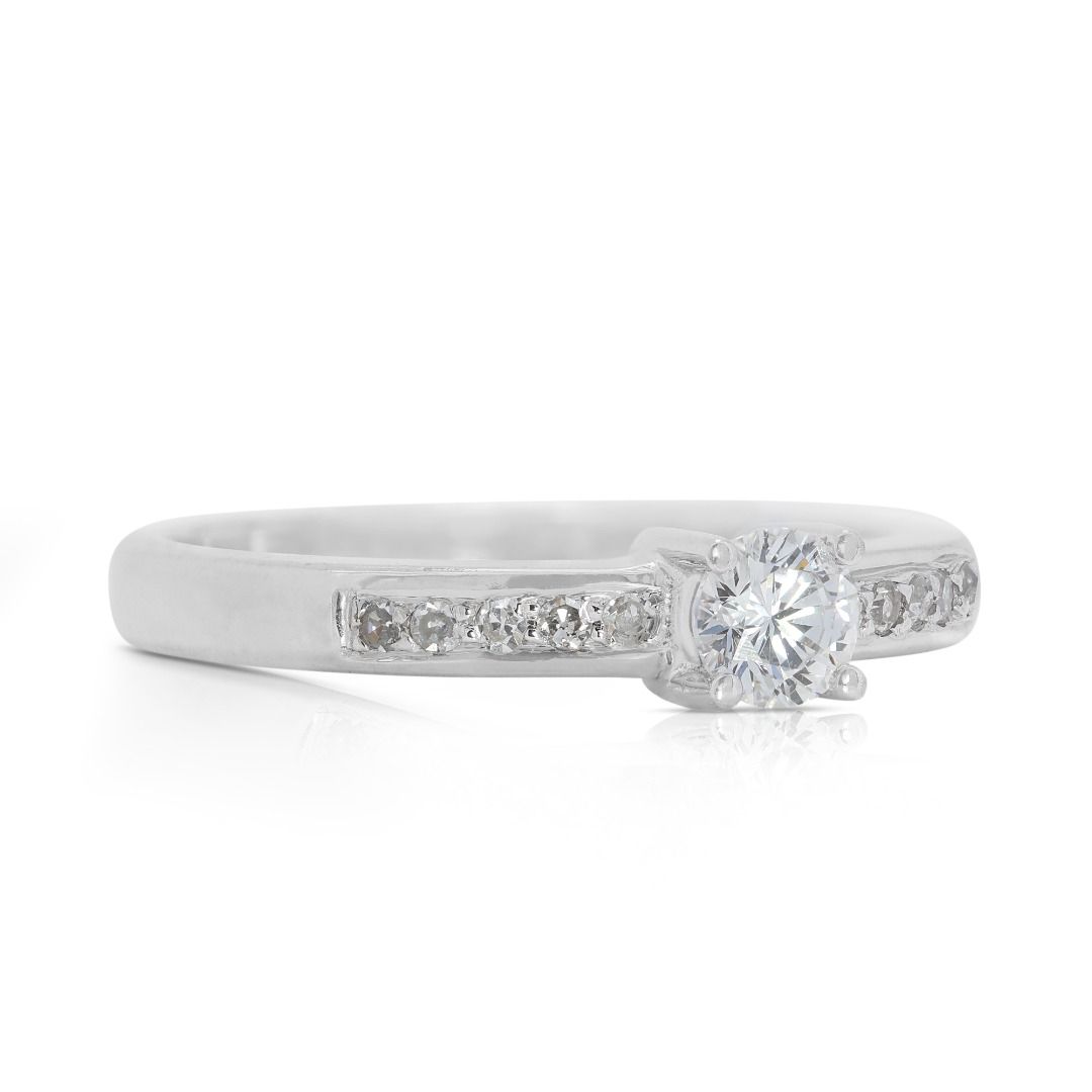 Dazzling 0.28 carat Natural Diamond Engagement Ring in 18K White Gold