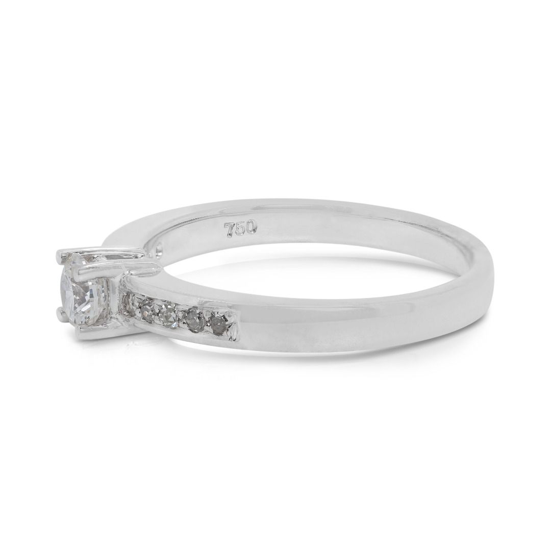 Dazzling 0.28 carat Natural Diamond Engagement Ring in 18K White Gold