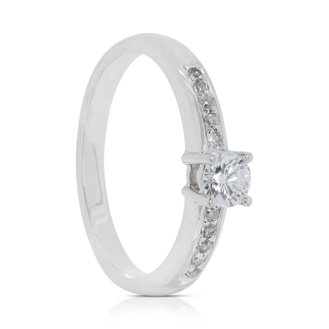 Dazzling 0.28 carat Natural Diamond Engagement Ring in 18K White Gold