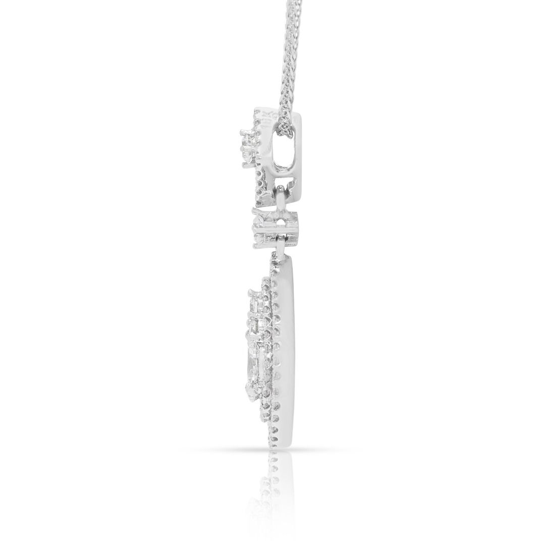 Dazzling 0.67ct Diamonds Double-Halo Pavé Necklace in 18K White Gold (New)
