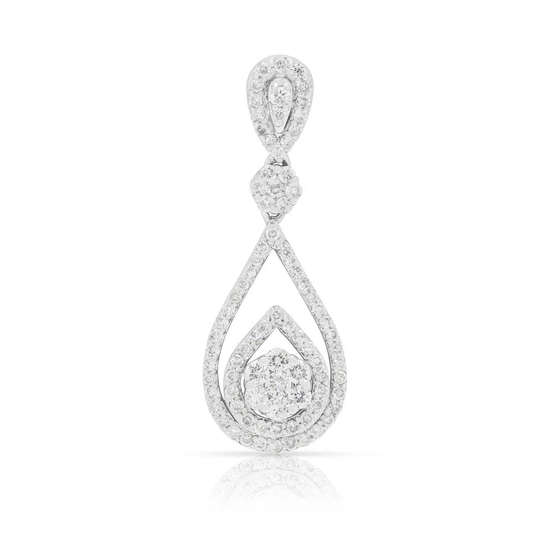 Dazzling 0.82ct Diamond Teardrop Pendant in 18K White Gold