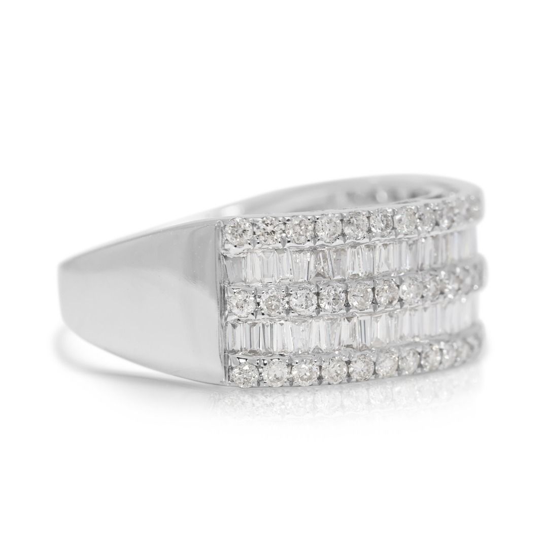Dazzling 0.84ct Natural Diamond Multi-Row Band in 18K White Gold