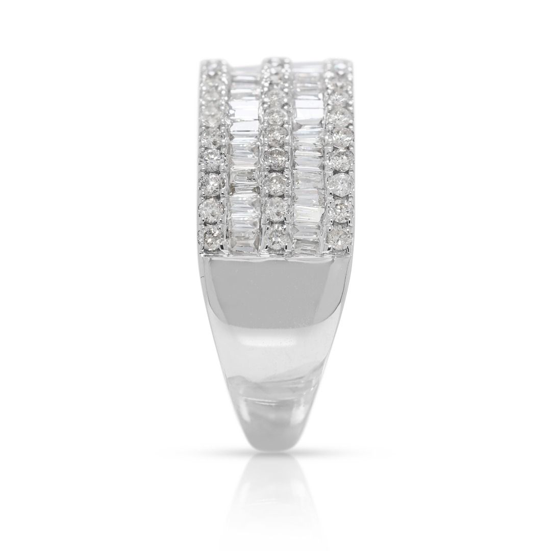 Dazzling 0.84ct Natural Diamond Multi-Row Band in 18K White Gold