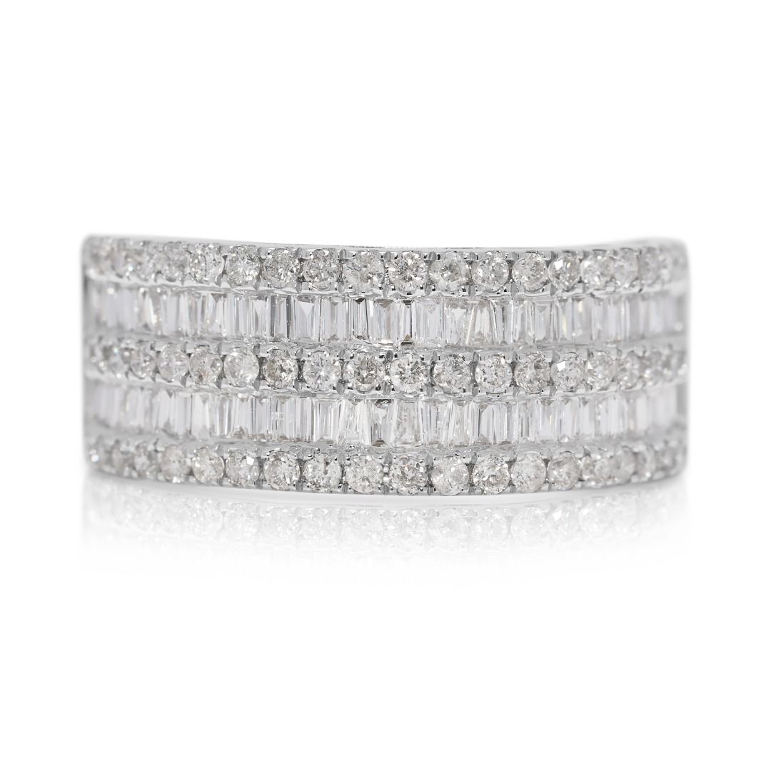 Dazzling 0.84ct Natural Diamond Multi-Row Band in 18K White Gold