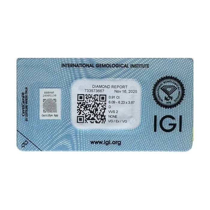 Dazzling 0.91ct Round-Shaped Diamond - IGI Certified