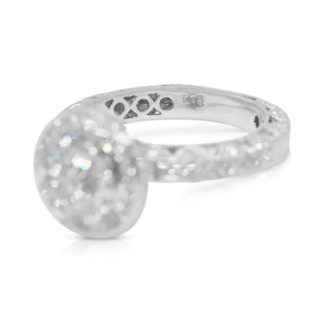 Dazzling 1.01ct Natural Diamond 18K White Gold Halo Pave Ring