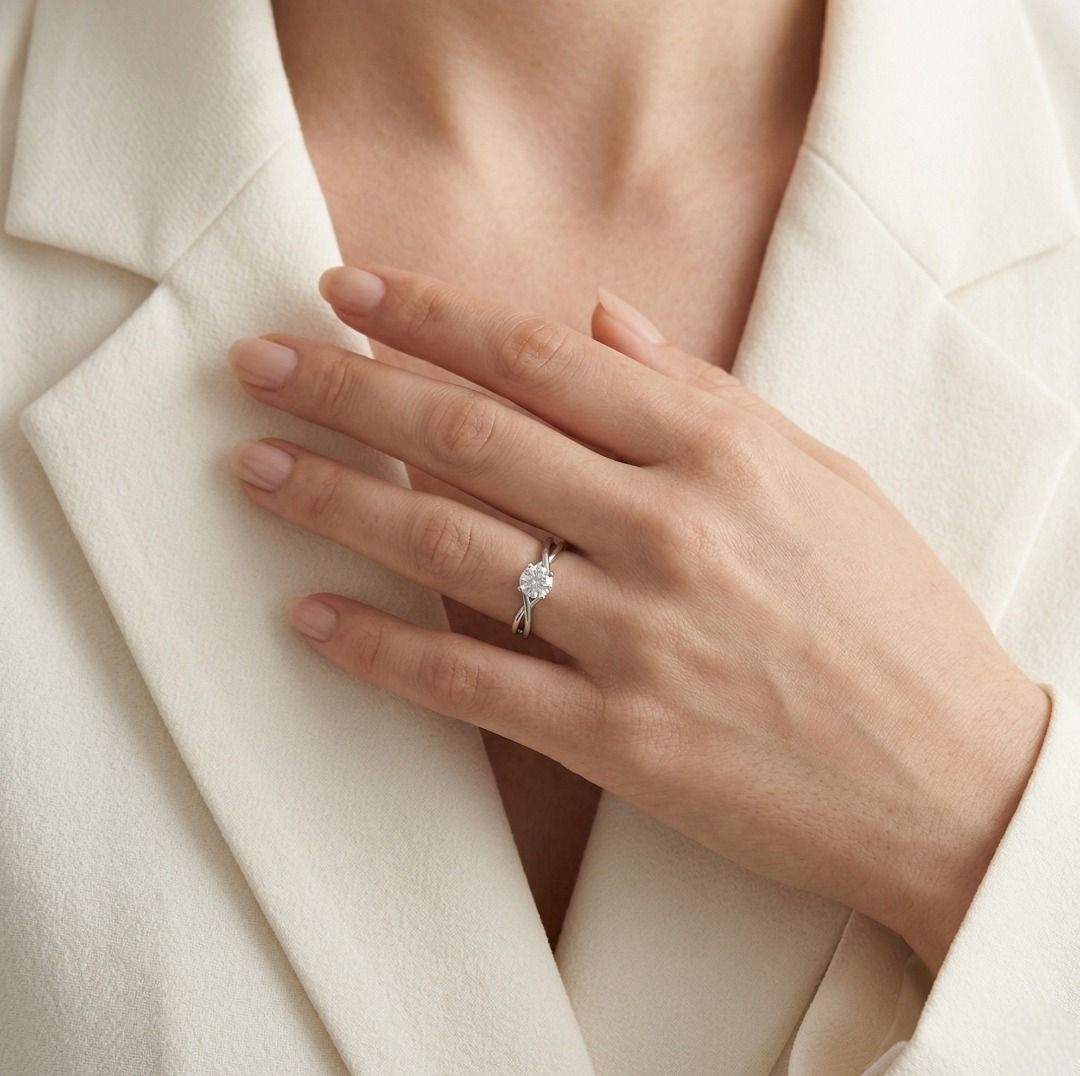 Dazzling 1.04ct Round Brilliant Lab-Grown Diamond Ring in 18K White Gold