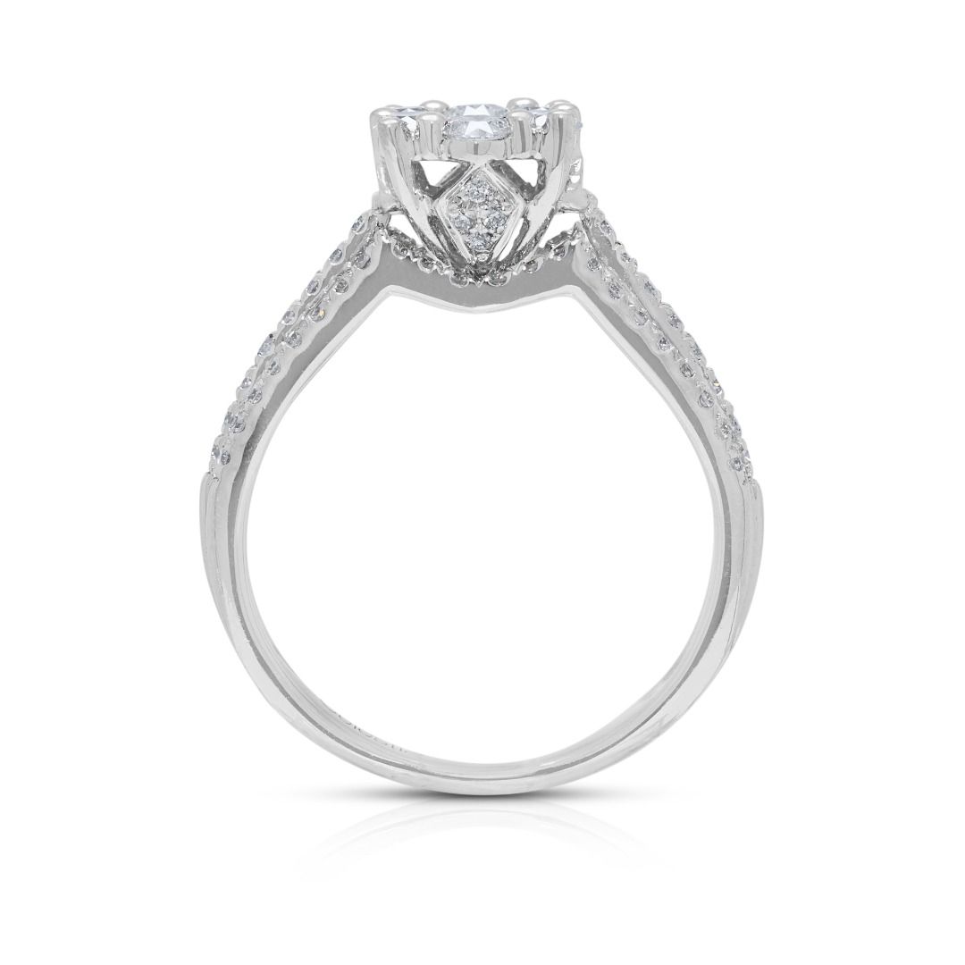Dazzling 1.06ct Good Heart Celestial Diamond Ring in 18K White Gold