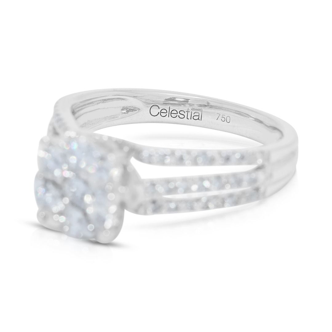 Dazzling 1.06ct Good Heart Celestial Diamond Ring in 18K White Gold