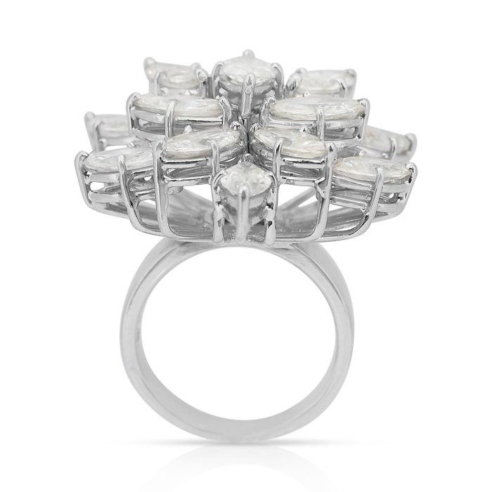 Dazzling 10.80ct Diamonds Cocktail Ring in 18k White Gold - IGI Certified