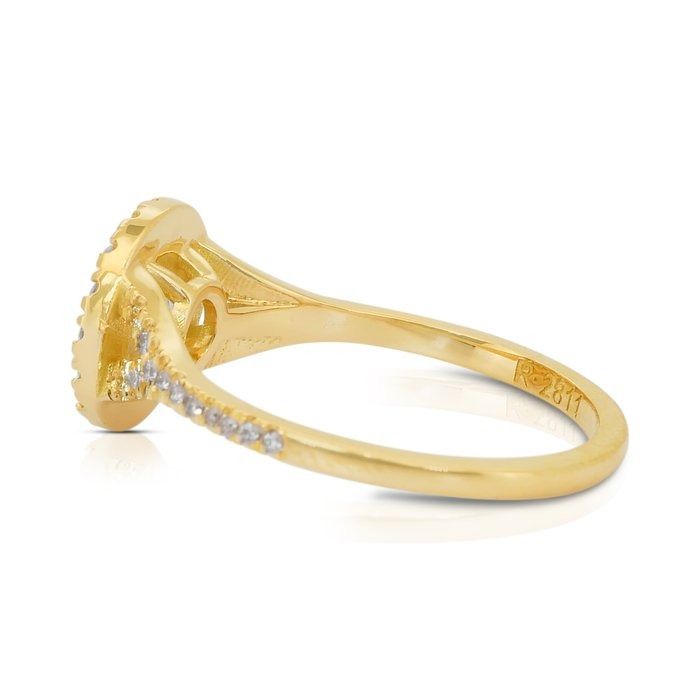 Dazzling 1.14ct Diamonds Halo Ring in 18k Yellow Gold - IGI Certified