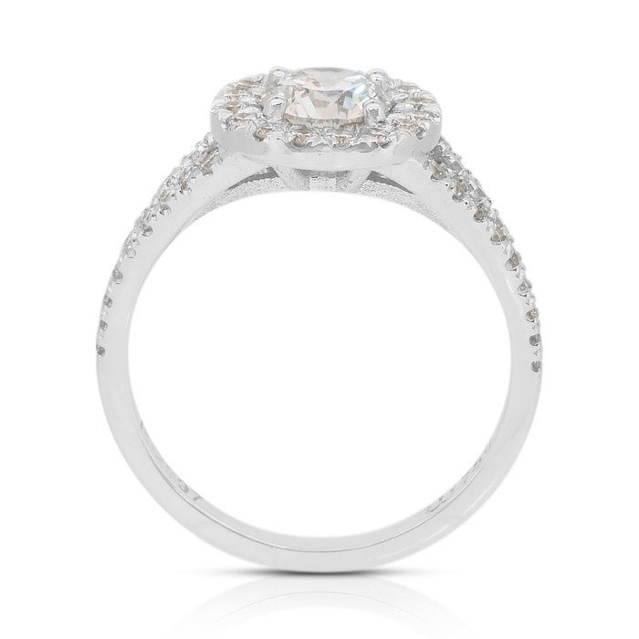 Dazzling 1.26ct Diamonds Halo Ring in 18k White Gold - IGI Certified