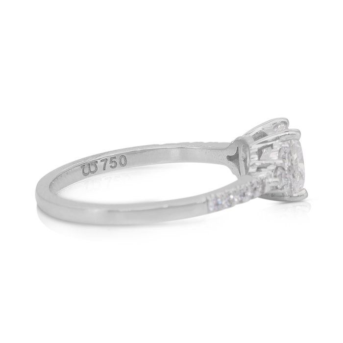 Dazzling 1.30ct Diamonds Pave Ring in 18k White Gold - IGI Certified