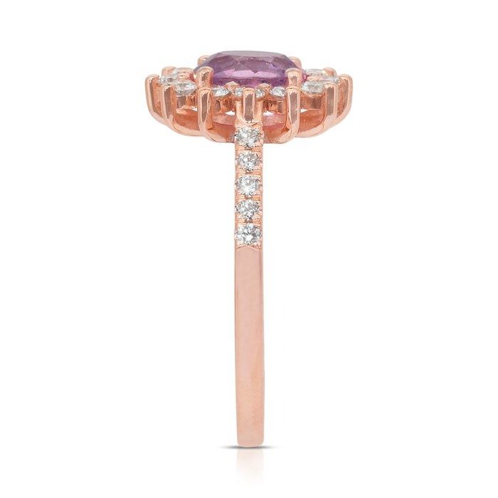 Dazzling 1.31ct Sapphire and Diamonds Cocktail Ring in 18k Rose Gold - GIA Certified