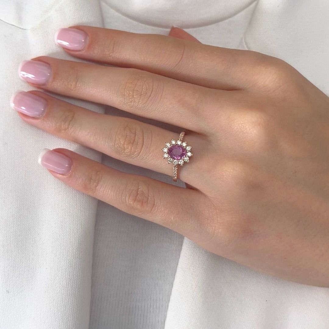 Dazzling 1.31ct Sapphire and Diamonds Cocktail Ring in 18k Rose Gold - GIA Certified