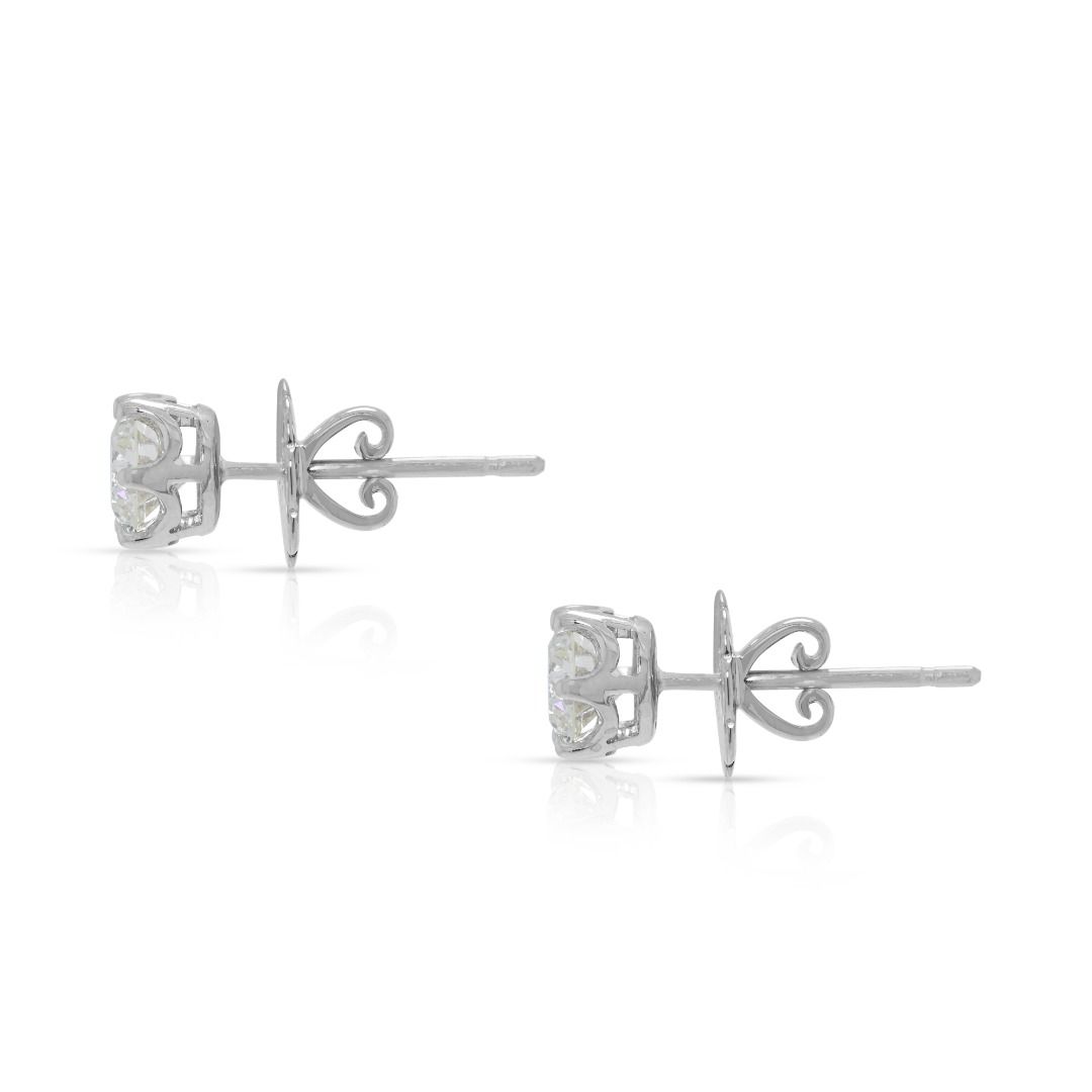 Dazzling 1.40ct Natural Diamond 18K White Gold Stud Earrings (Unworn)