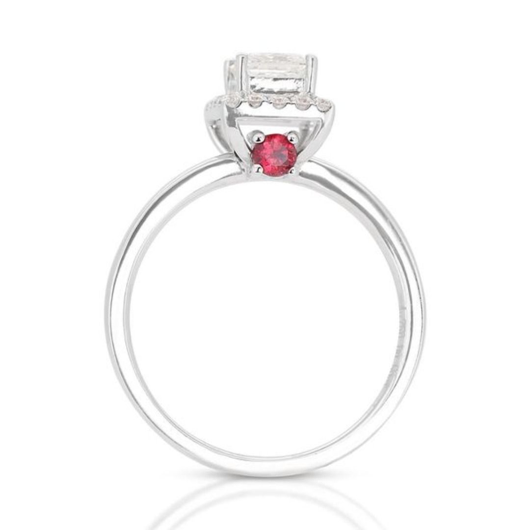 Dazzling 14K White Gold Ring with Princess and Round Cut Diamonds