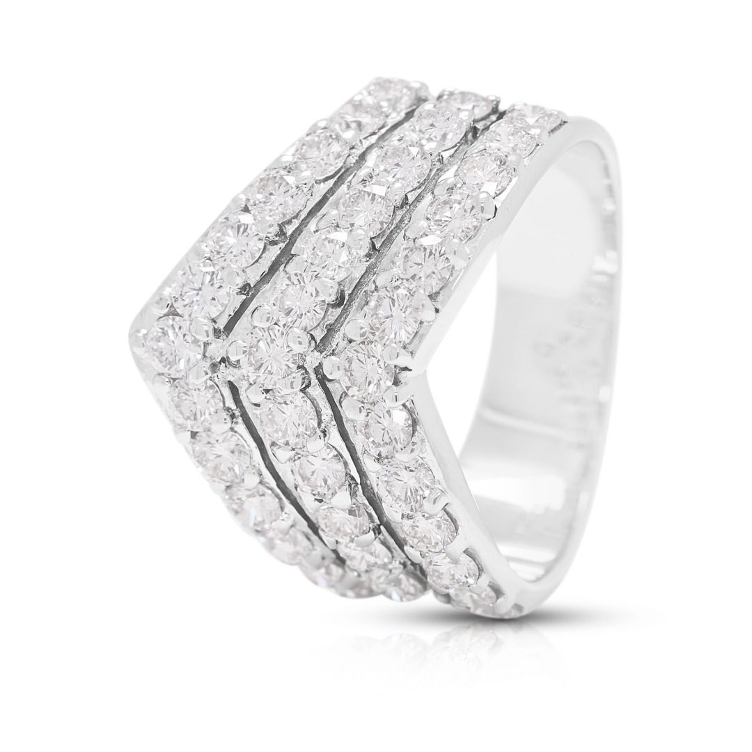 Dazzling 1.56ct Diamond Mulit-Row Chevron Band in 18K White Gold