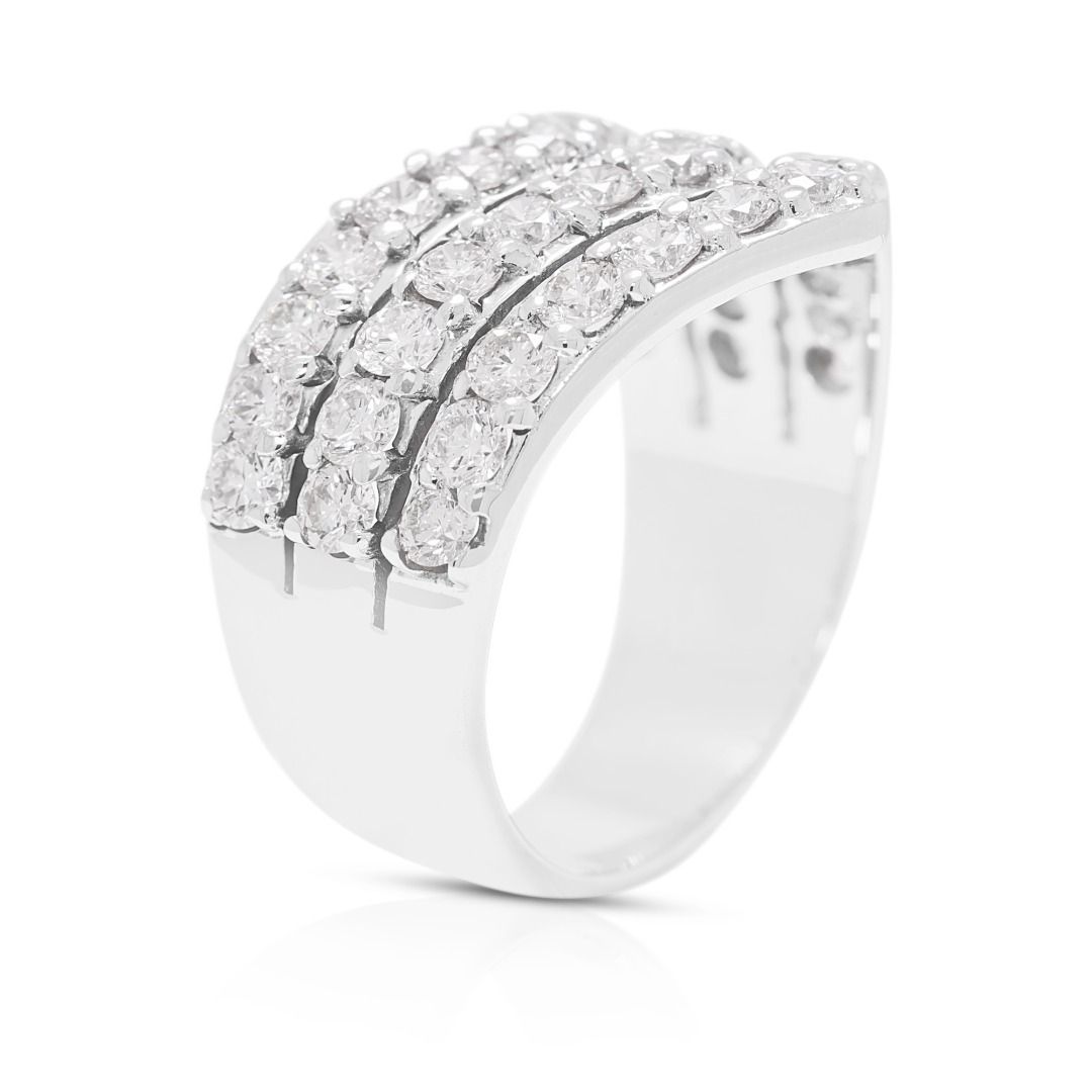 Dazzling 1.56ct Diamond Mulit-Row Chevron Band in 18K White Gold