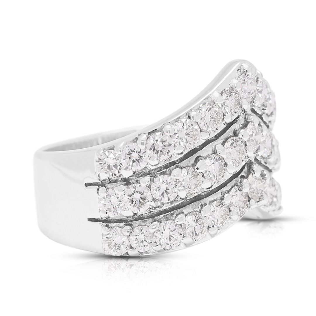 Dazzling 1.56ct Diamond Mulit-Row Chevron Band in 18K White Gold
