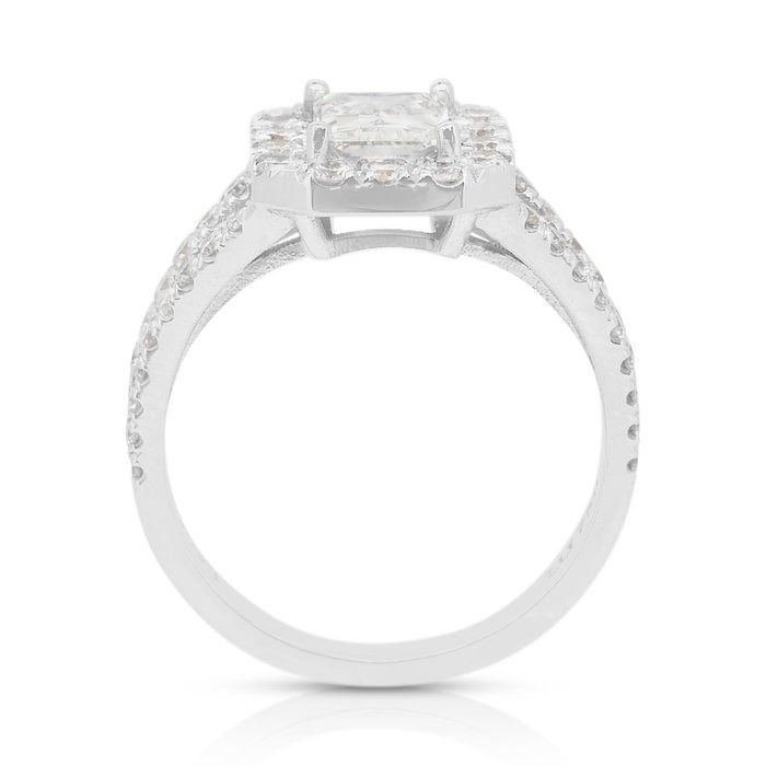 Dazzling 1.81ct Diamonds Halo Ring in 18k White Gold - IGI Certified