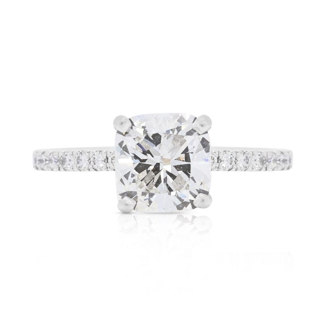 Dazzling 18K White Gold Pave Ring with 1.78ct Natural Diamonds - GIA Certificate