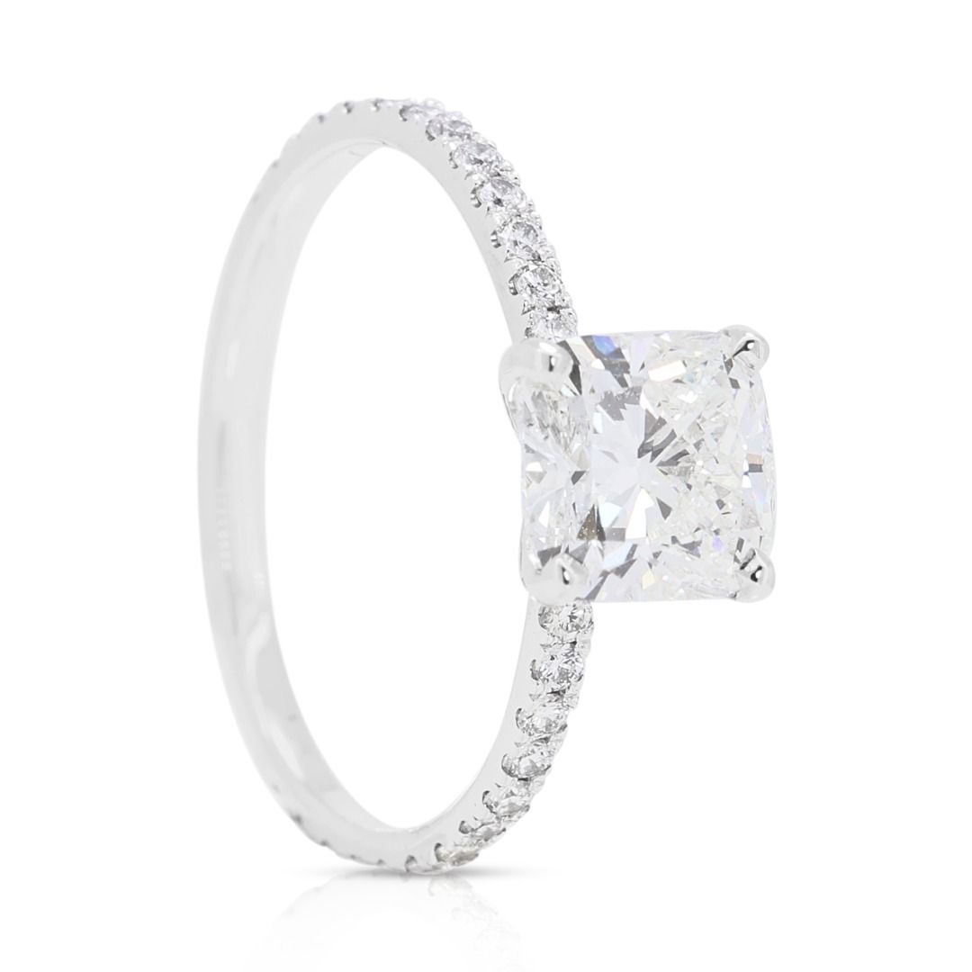 Dazzling 18K White Gold Pave Ring with 1.78ct Natural Diamonds - GIA Certificate