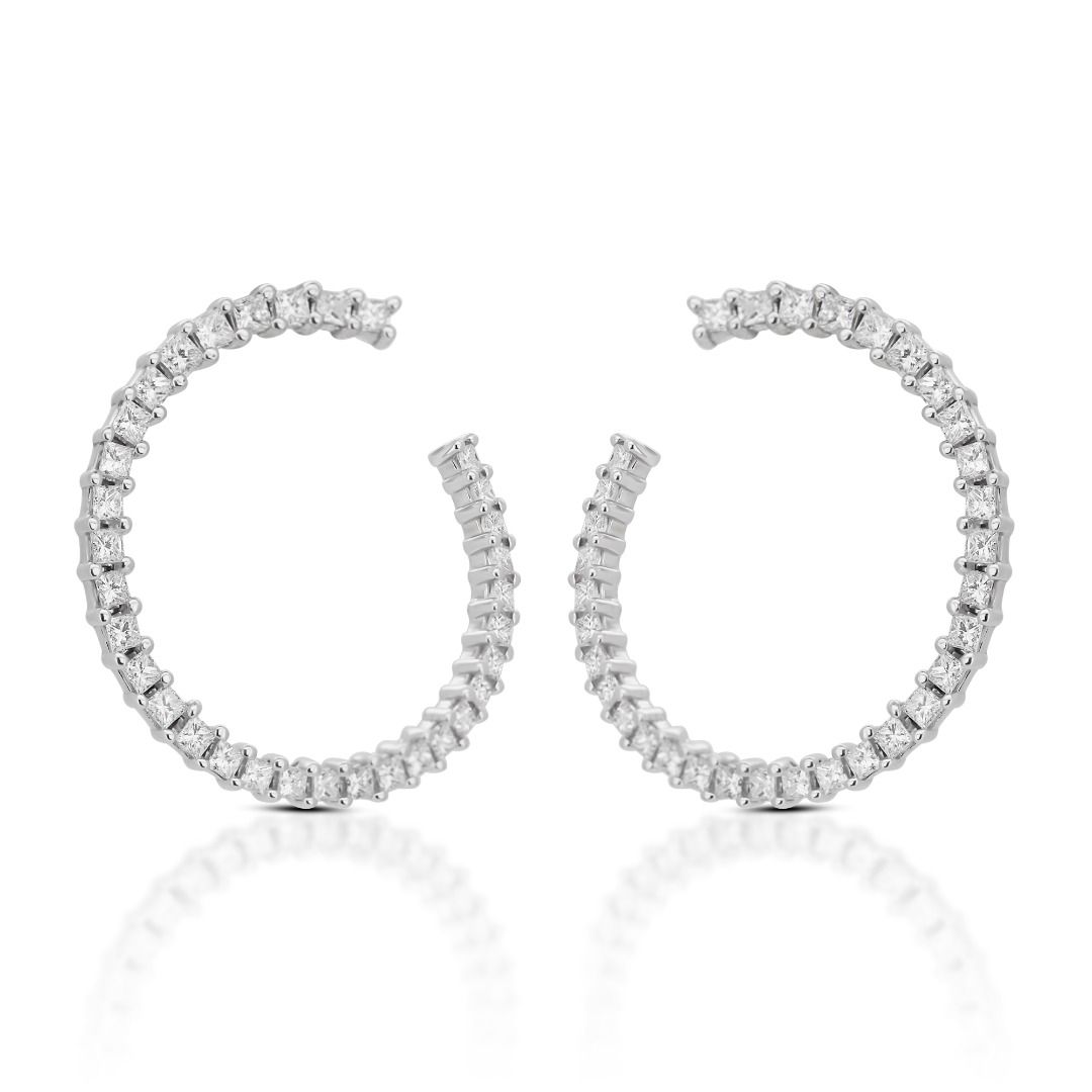 Dazzling 2 carat and 50 points Natural Diamond Semi Circle Earrings - with IGI Certificate