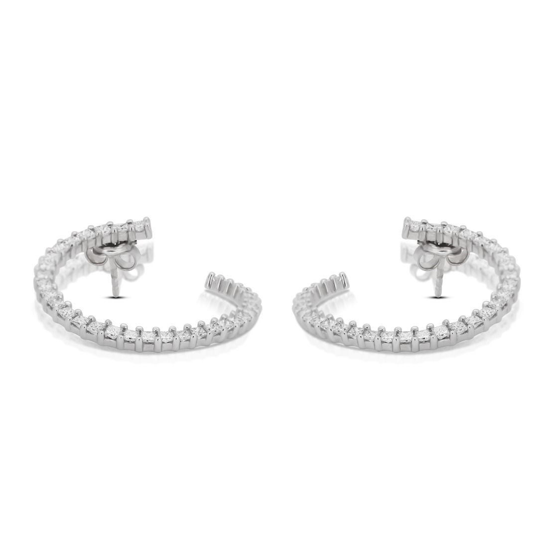 Dazzling 2 carat and 50 points Natural Diamond Semi Circle Earrings - with IGI Certificate