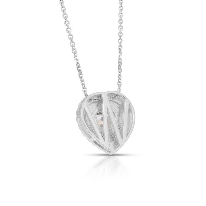 Dazzling 2.64ct Diamonds Necklace with Double Halo Heart Pendant in 14k White Gold - IGI Certified