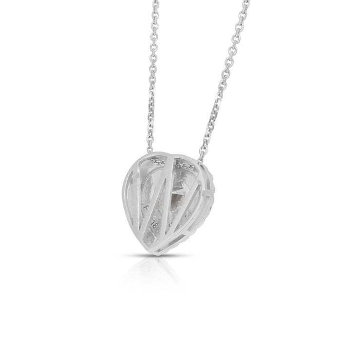 Dazzling 2.64ct Diamonds Necklace with Double Halo Heart Pendant in 14k White Gold - IGI Certified