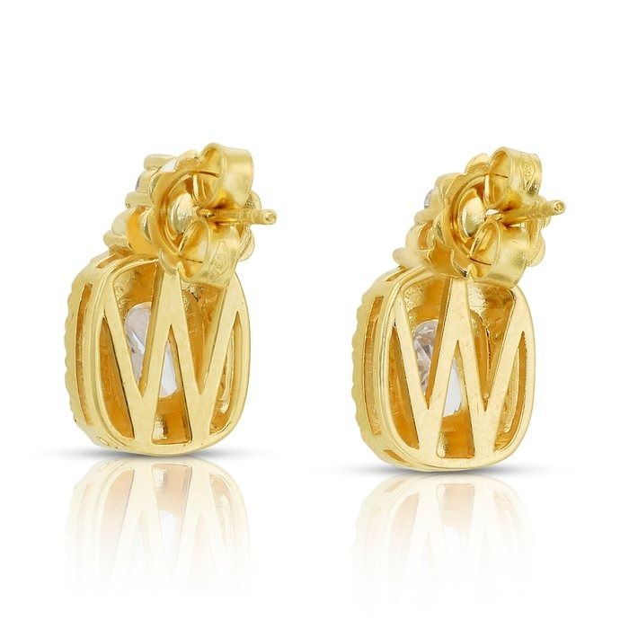 Dazzling 2.93ct Diamonds Earrings in 18k Yellow Gold - IGI Certified
