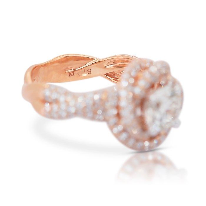 Dazzling 2.96ct Diamonds Cluster Ring in 18k Rose Gold - IGI Certified