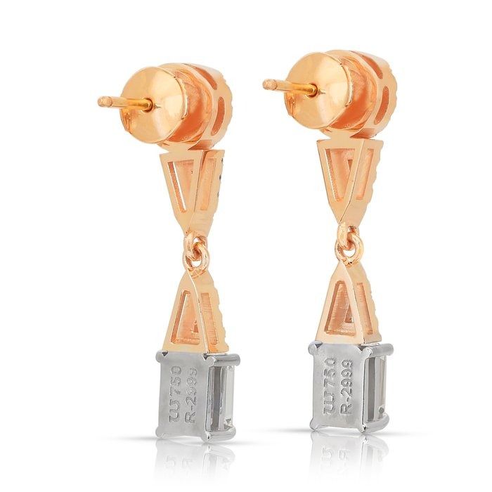 Dazzling 3.18ct Diamonds Drop Earrings in 18k White & Rose Gold - IGI Certified