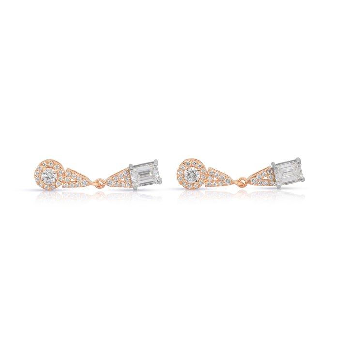 Dazzling 3.18ct Diamonds Drop Earrings in 18k White & Rose Gold - IGI Certified