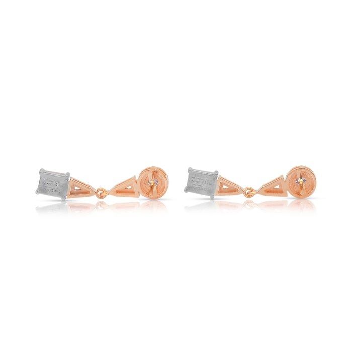 Dazzling 3.18ct Diamonds Drop Earrings in 18k White & Rose Gold - IGI Certified