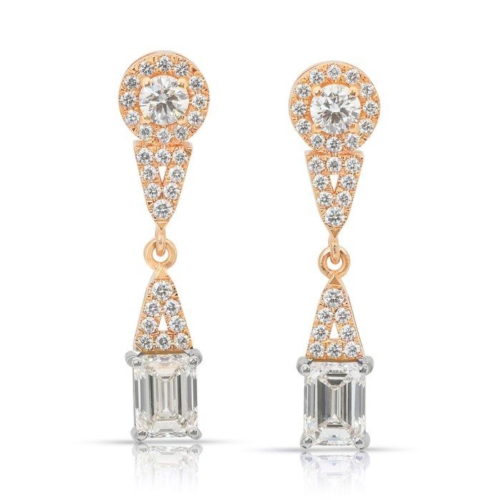 Dazzling 3.18ct Diamonds Drop Earrings in 18k White & Rose Gold - IGI Certified