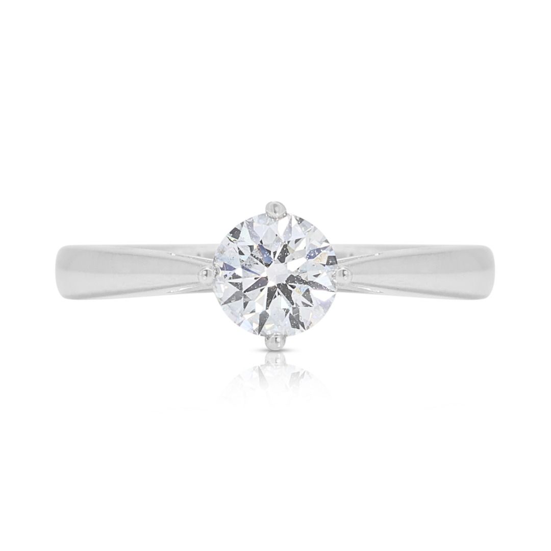 Dazzling Perfection 18K White Gold Ring with a Stunning 0.56ct Diamond