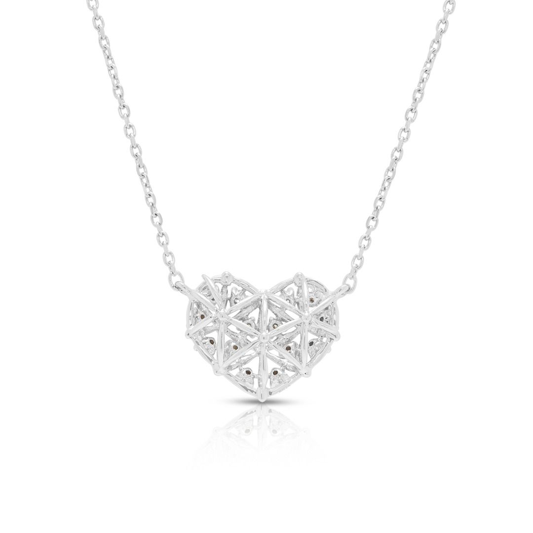 Zarte 0,07 Karat Herz-Halskette mit Naturdiamanten in 14K Weißgold