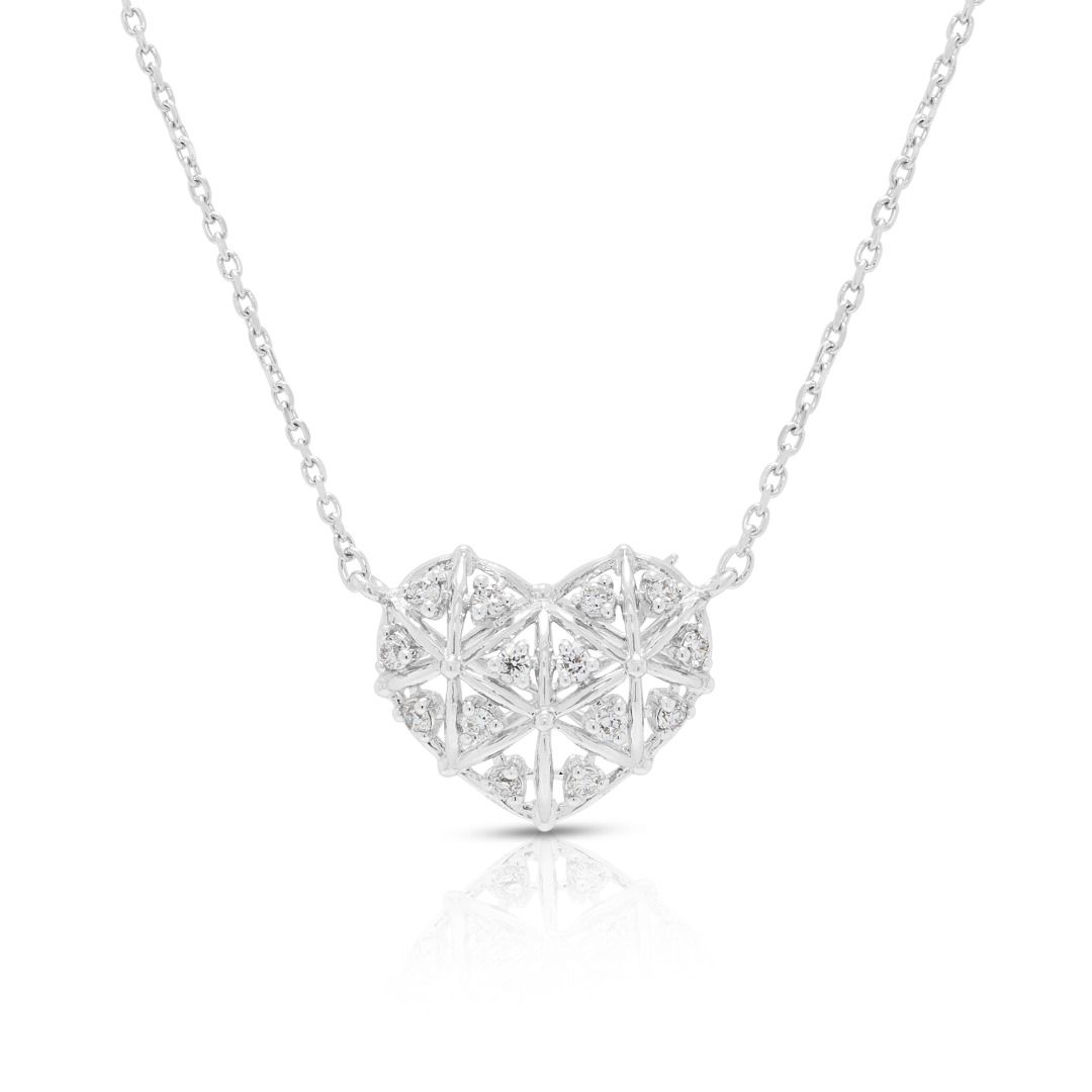 Zarte 0,07 Karat Herz-Halskette mit Naturdiamanten in 14K Weißgold