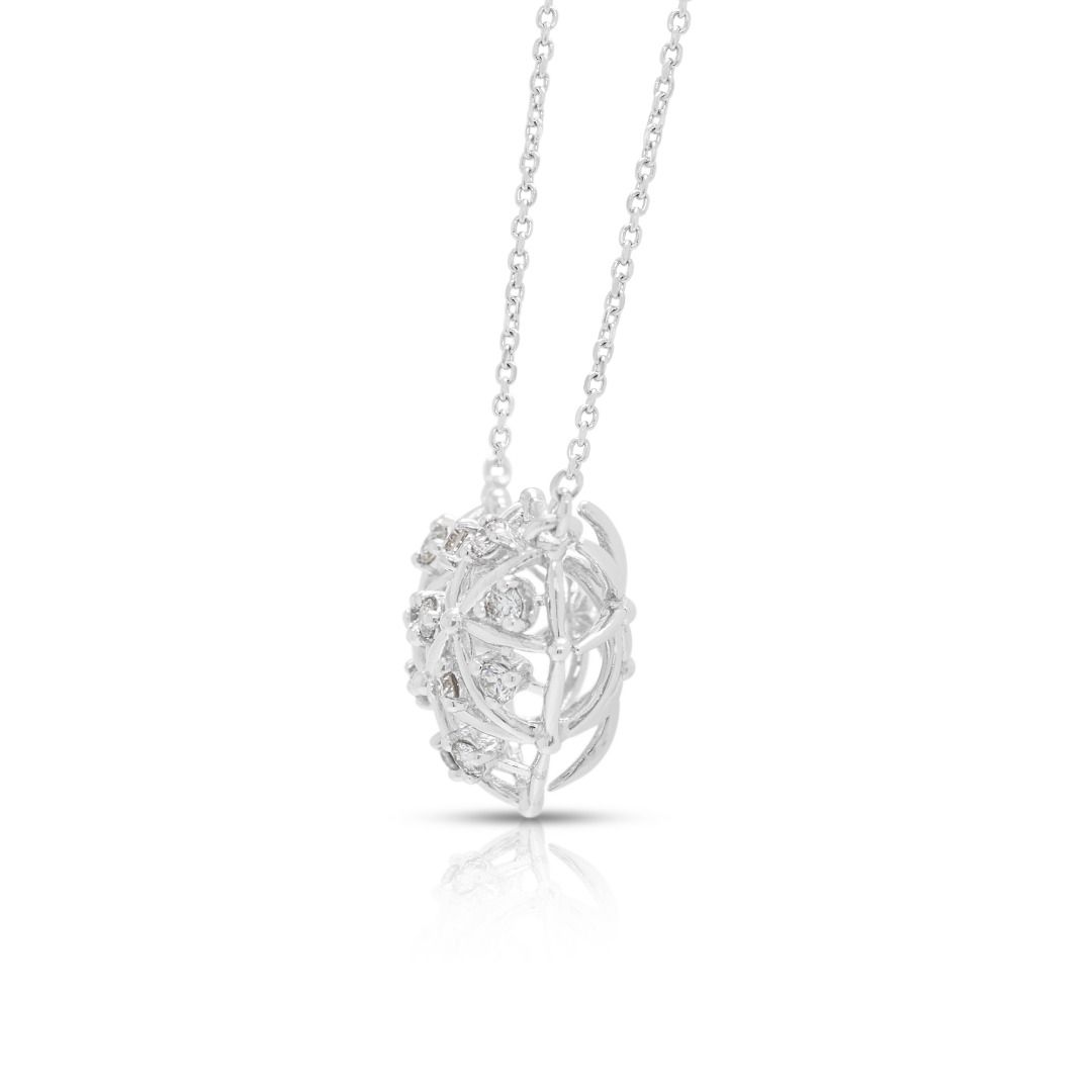 Zarte 0,07 Karat Herz-Halskette mit Naturdiamanten in 14K Weißgold