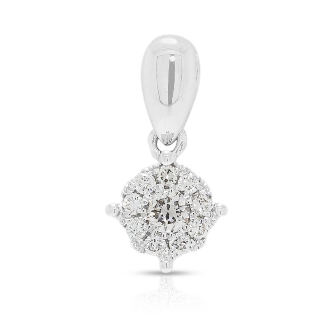 Delicate 0.12ct Diamond Cluster Pendant in 14K White Gold
