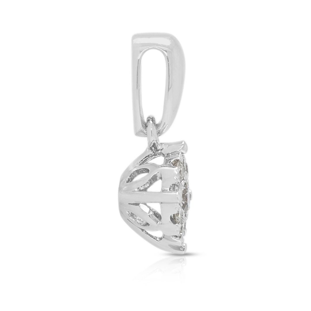 Delicate 0.12ct Diamond Cluster Pendant in 14K White Gold