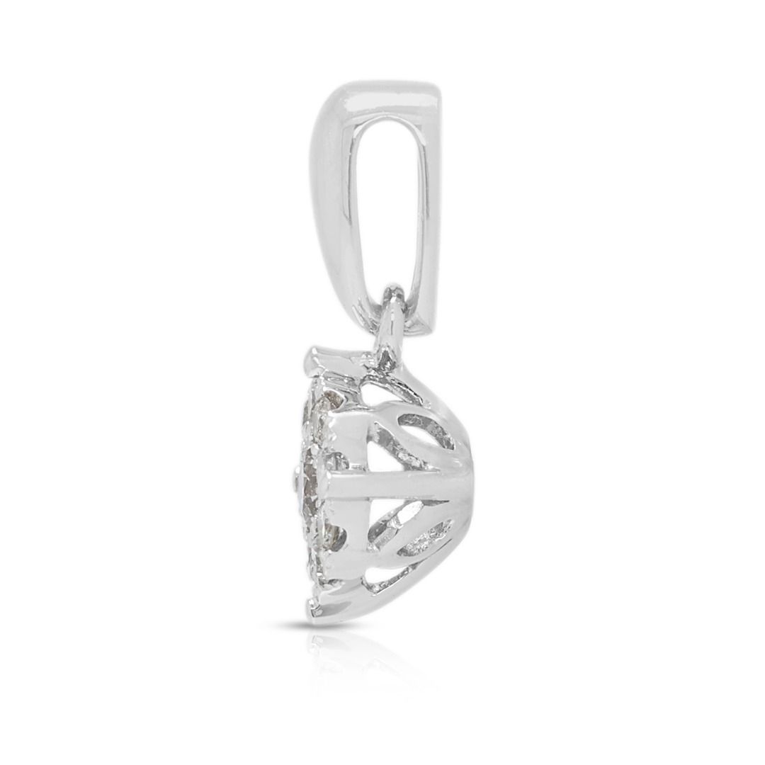 Delicate 0.12ct Diamond Cluster Pendant in 14K White Gold