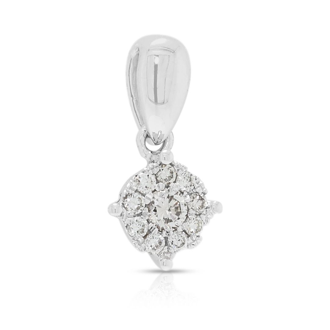 Delicate 0.12ct Diamond Cluster Pendant in 14K White Gold