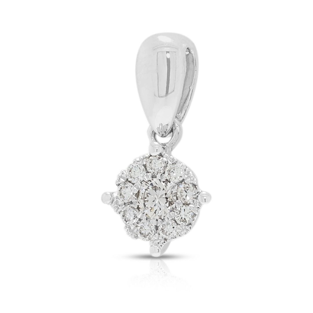 Delicate 0.12ct Diamond Cluster Pendant in 14K White Gold