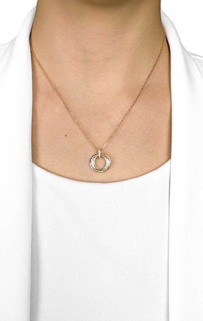 Delicate 0.17ct Natural Diamond Necklace in 18K Tri-Color Gold