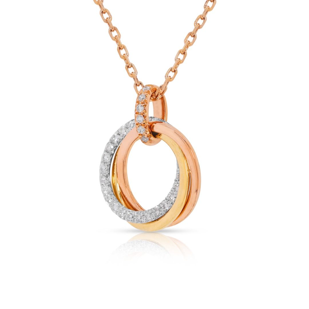 Delicate 0.17ct Natural Diamond Necklace in 18K Tri-Color Gold
